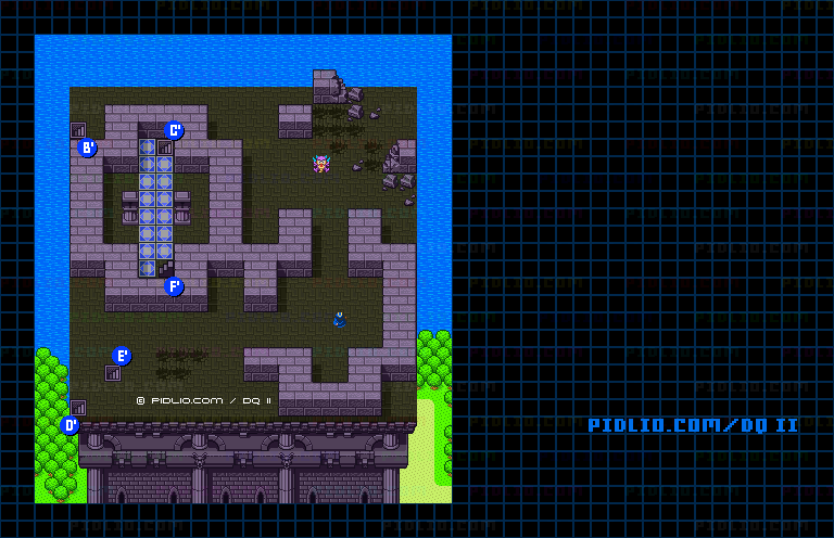 大灯台7Fのマップ画像 ／ SFC版ドラゴンクエストII攻略 ─ pidlio.com