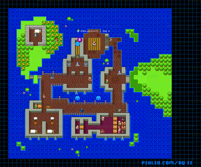 ベラヌールの町のマップ画像 ／ SFC版ドラゴンクエストII攻略 ─ pidlio.com