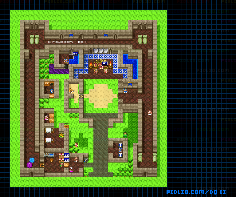 デルコンダルの城のマップ画像 ／ SFC版ドラゴンクエストII攻略 ─ pidlio.com