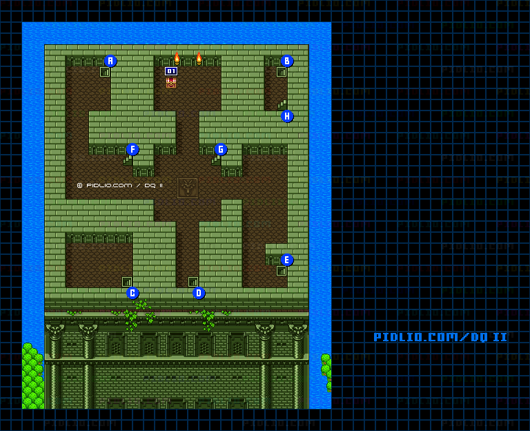 満月の塔2Fのマップ画像 ／ SFC版ドラゴンクエストII攻略 ─ pidlio.com
