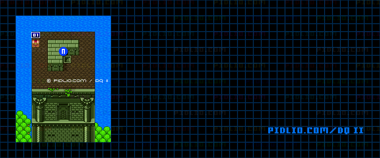満月の塔7Fのマップ画像 ／ SFC版ドラゴンクエストII攻略 ─ pidlio.com