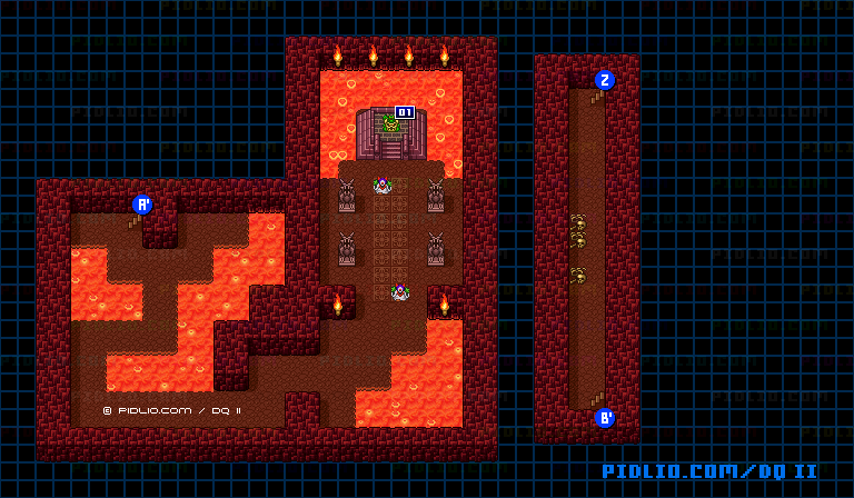 海底の洞窟B5のマップ画像 ／ SFC版ドラゴンクエストII攻略 ─ pidlio.com