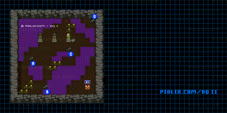 ロンダルキアの洞窟B1のマップ画像 ／ SFC版ドラゴンクエストII攻略 ─ pidlio.com