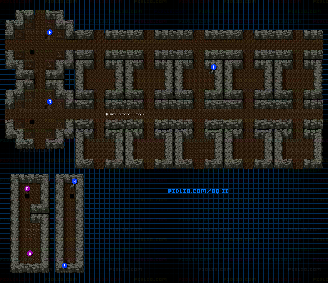 ロンダルキアの洞窟2Fのマップ画像 ／ SFC版ドラゴンクエストII攻略 ─ pidlio.com