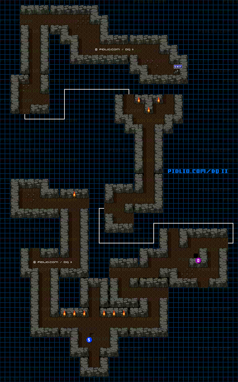 ロンダルキアの洞窟6Fのマップ画像 ／ SFC版ドラゴンクエストII攻略 ─ pidlio.com