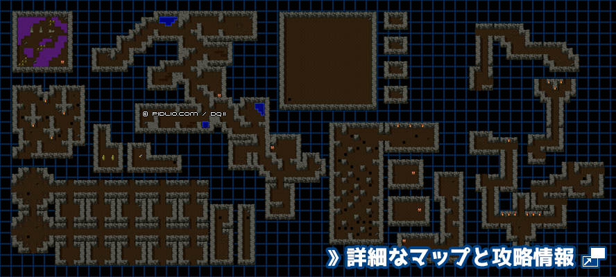 ロンダルキアの洞窟の簡易マップ画像（SFC版） ／ SFC版ドラゴンクエスト2攻略 ─ pidlio.com