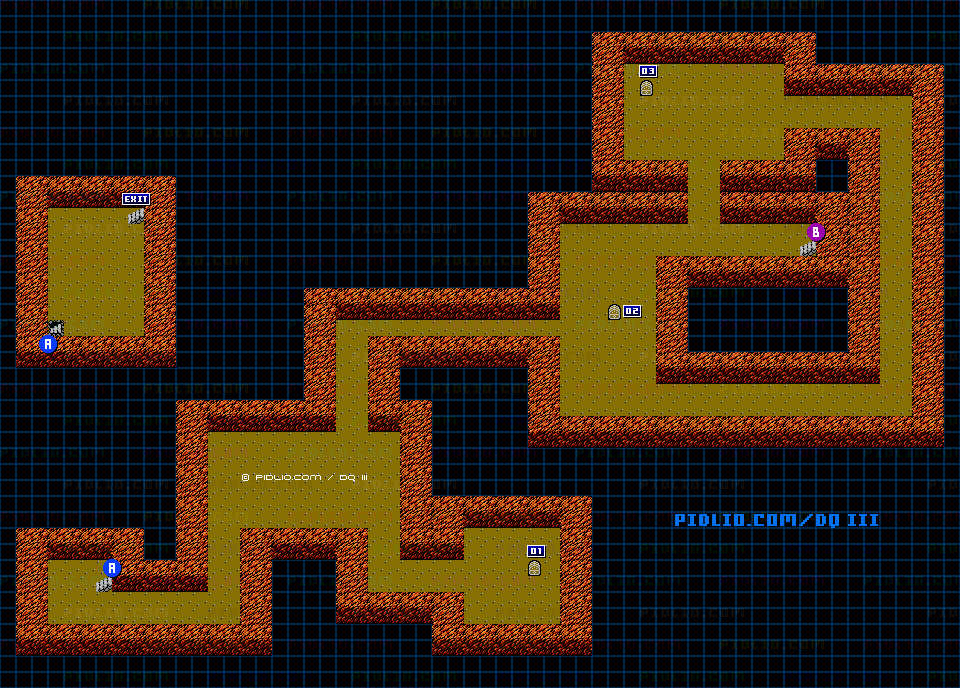 岬の洞窟のマップ画像 / FC版ドラゴンクエストIII攻略 ─ pidlio.com