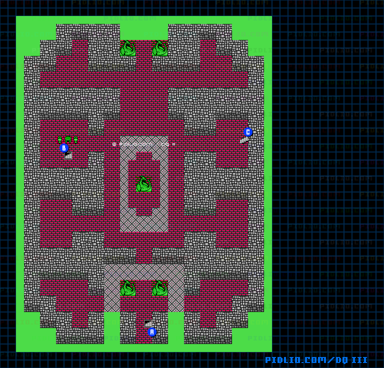 ナジミの塔1Fのマップ画像 ／ FC版ドラゴンクエストIII攻略 ─ pidlio.com