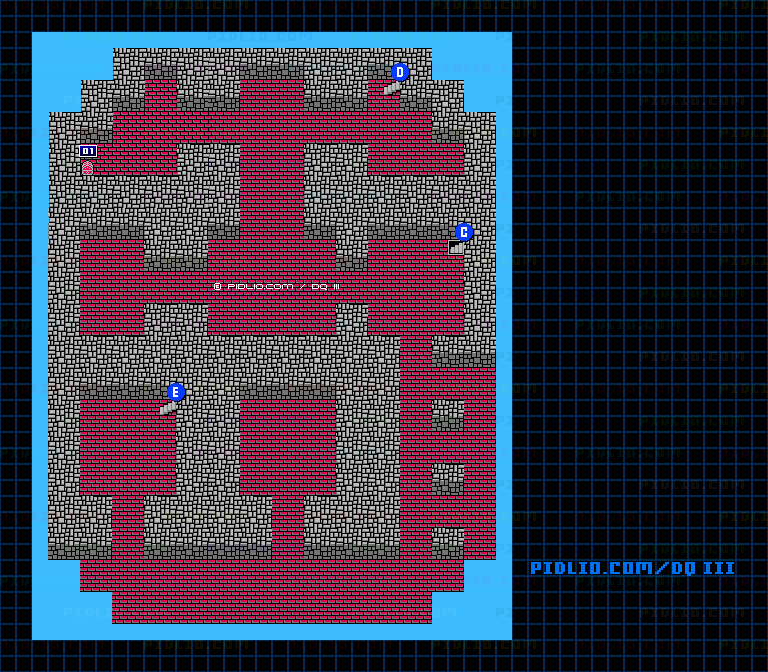 ナジミの塔2Fのマップ画像 ／ FC版ドラゴンクエストIII攻略 ─ pidlio.com
