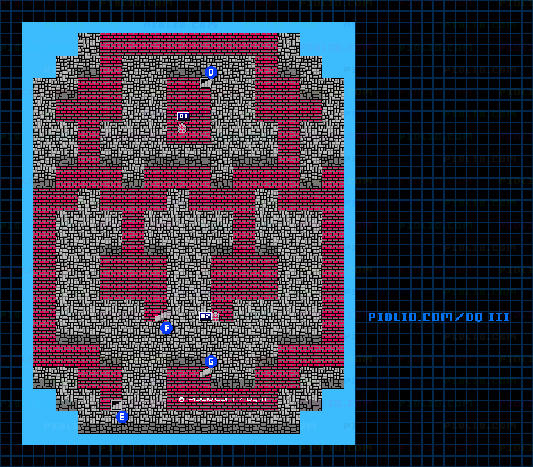 ナジミの塔3Fのマップ画像 ／ FC版ドラゴンクエストIII攻略 ─ pidlio.com