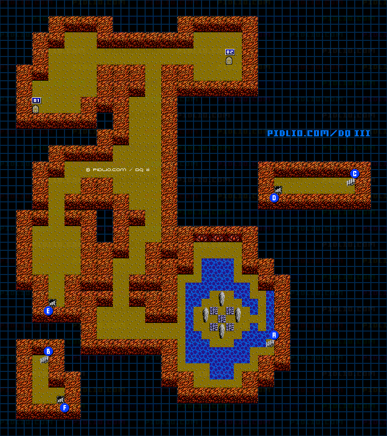 ノアニール西の洞窟B2のマップ画像 ／ FC版ドラゴンクエストIII攻略 ─ pidlio.com