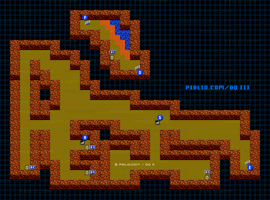 ノアニール西の洞窟B3のマップ画像 ／ FC版ドラゴンクエストIII攻略 ─ pidlio.com