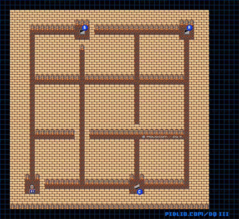 ピラミッド2Fのマップ画像 ／ FC版ドラゴンクエストIII攻略 ─ pidlio.com
