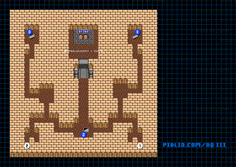 ピラミッド3Fのマップ画像 ／ FC版ドラゴンクエストIII攻略 ─ pidlio.com