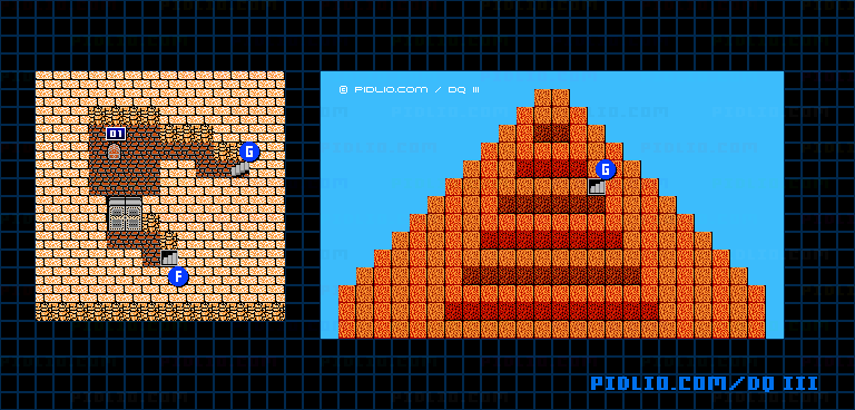 ピラミッド5F・頂上のマップ画像 ／ FC版ドラゴンクエストIII攻略 ─ pidlio.com
