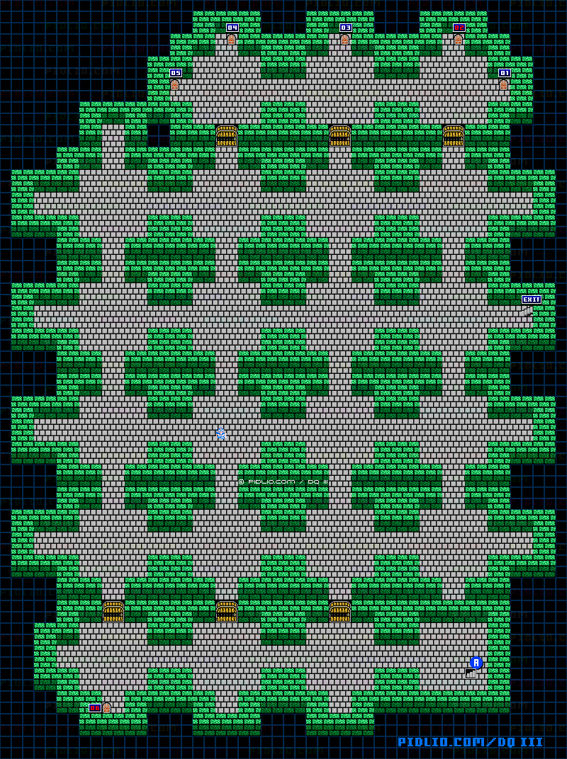 バハラタ東の洞窟のマップ画像 ／ FC版ドラゴンクエストIII攻略 ─ pidlio.com