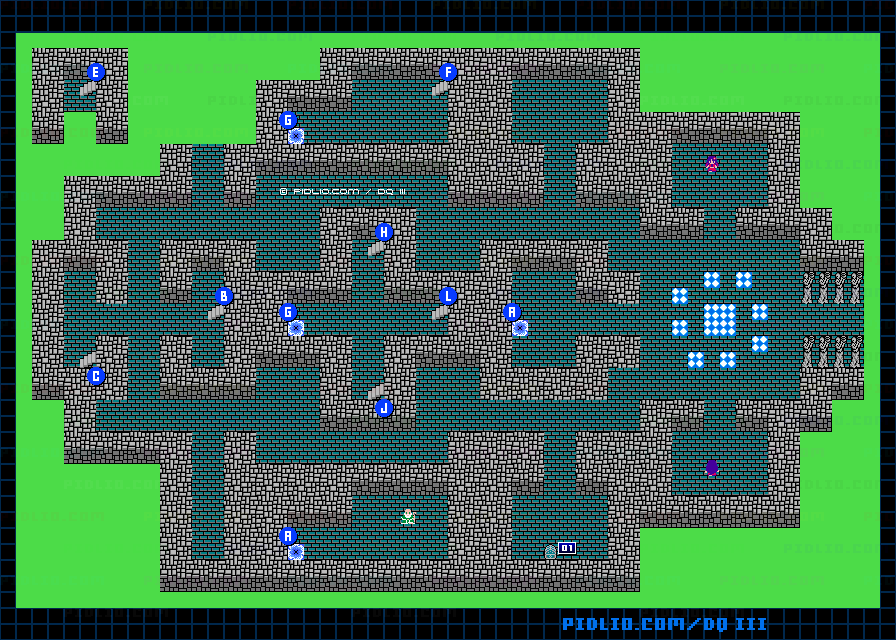 ガルナの塔1Fのマップ画像 ／ FC版ドラゴンクエストIII攻略 ─ pidlio.com