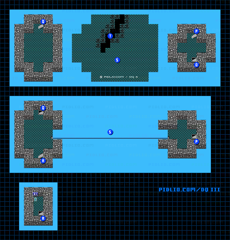 ガルナの塔4F～6Fのマップ画像 ／ FC版ドラゴンクエストIII攻略 ─ pidlio.com