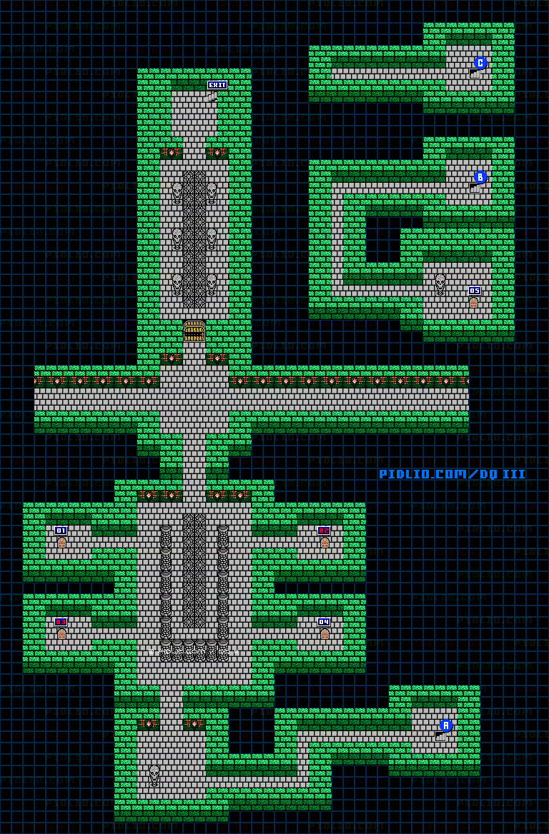 地球のへそB1のマップ画像 ／ FC版ドラゴンクエストIII攻略 ─ pidlio.com