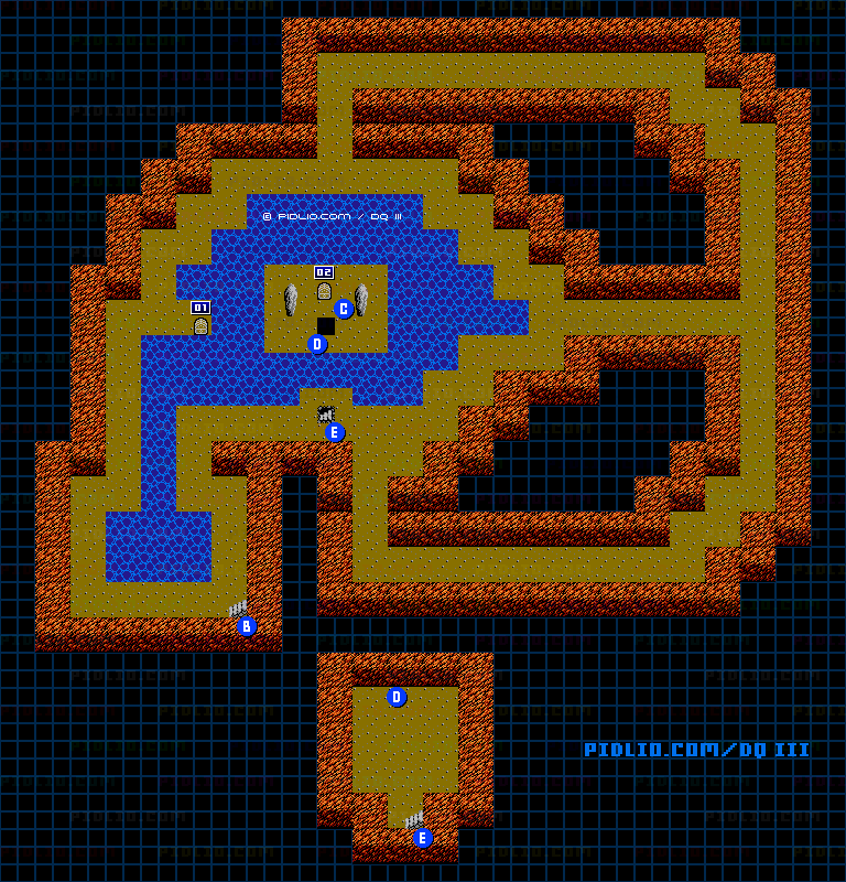 サマンオサ南の洞窟B3・B4のマップ画像 ／ FC版ドラゴンクエストIII攻略 ─ pidlio.com