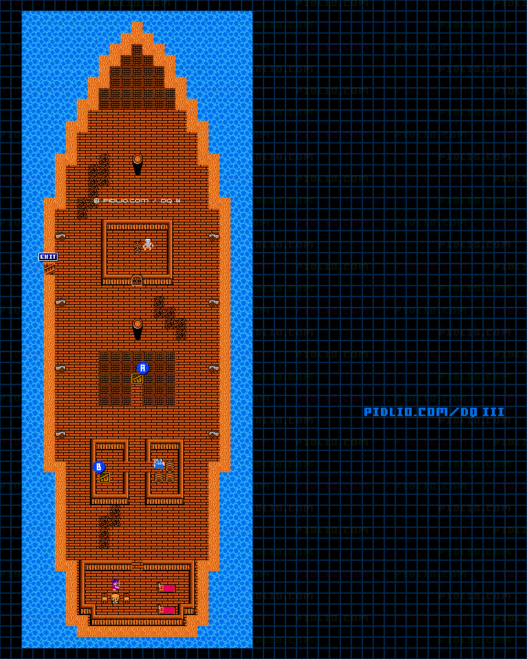 幽霊船・甲板のマップ画像 ／ FC版ドラゴンクエストIII攻略 ─ pidlio.com