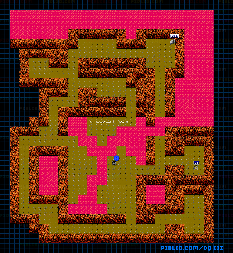 ジパングの洞窟B1のマップ画像 ／ FC版ドラゴンクエストIII攻略 ─ pidlio.com