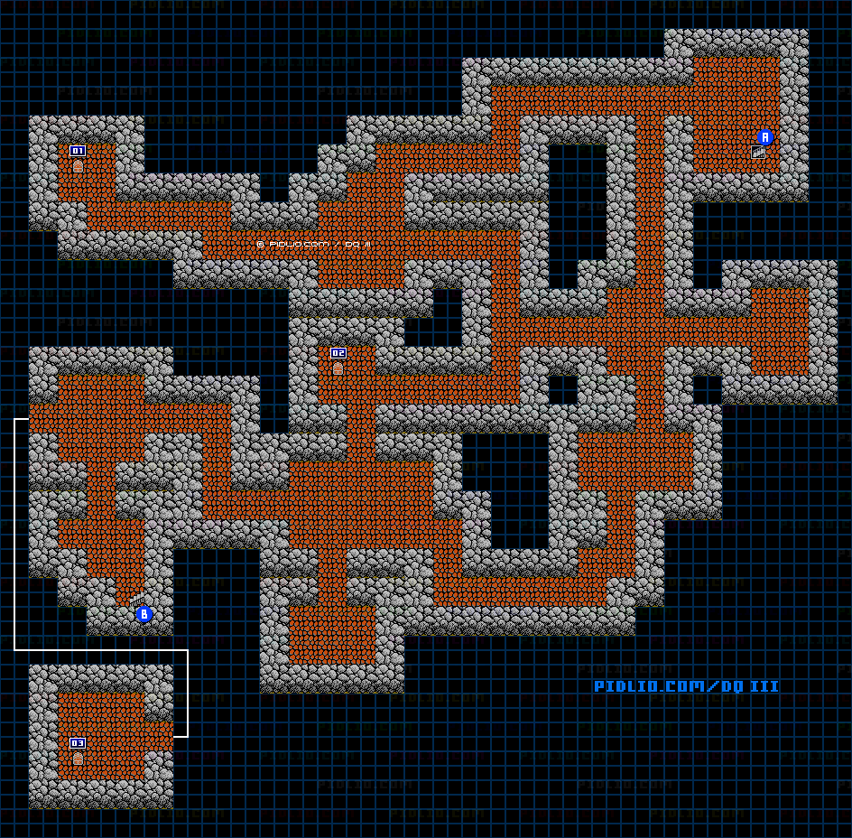 ネクロゴンドの洞窟B4のマップ画像 ／ FC版ドラゴンクエストIII攻略 ─ pidlio.com