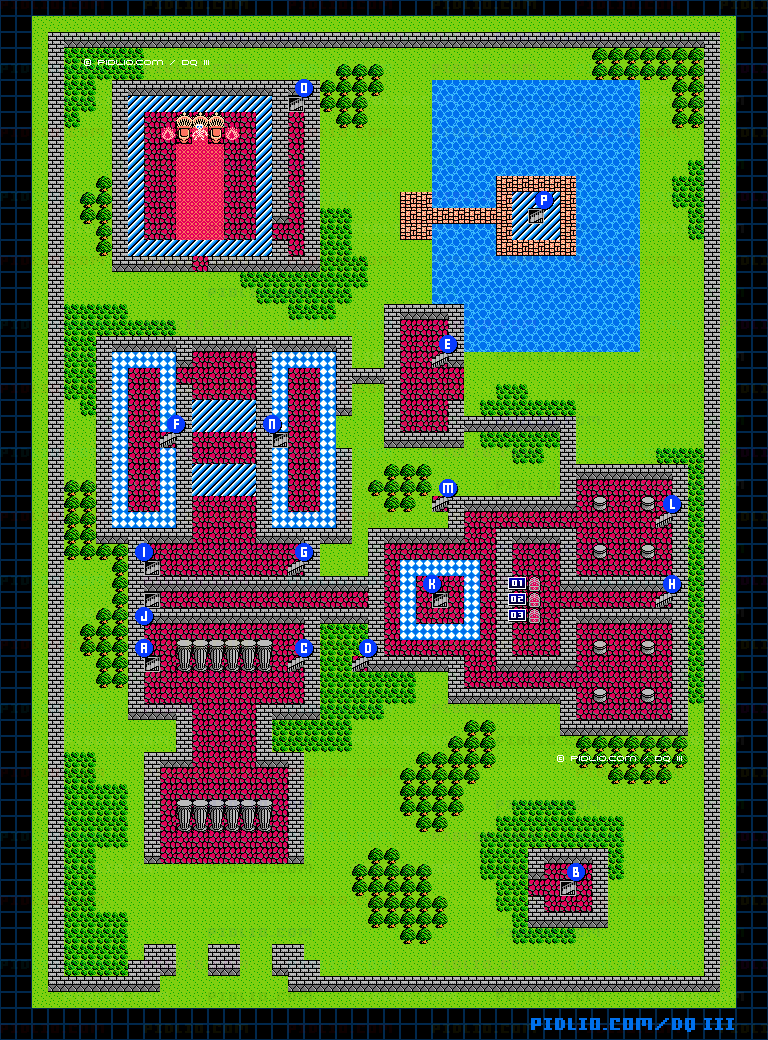 バラモス城1Fのマップ画像 ／ FC版ドラゴンクエストIII攻略 ─ pidlio.com