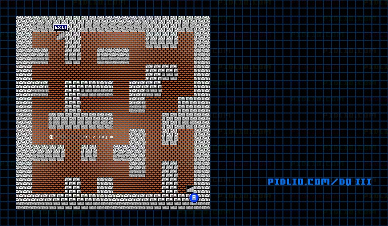 ラダトーム北の洞窟B1のマップ画像 ／ FC版ドラゴンクエストIII攻略 ─ pidlio.com