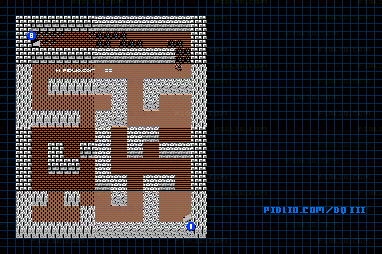 ラダトーム北の洞窟B2のマップ画像 ／ FC版ドラゴンクエストIII攻略 ─ pidlio.com