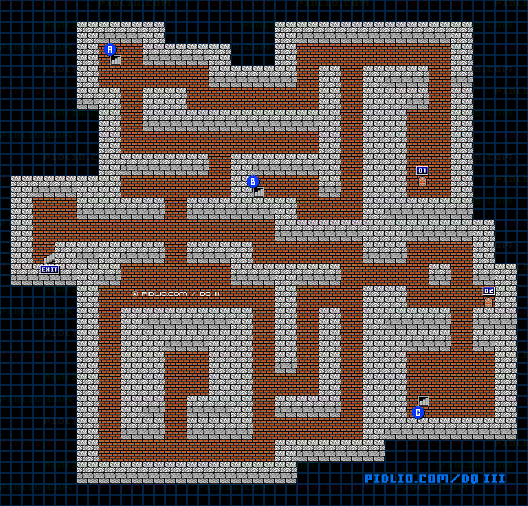 岩山の洞窟のマップ画像 / FC版ドラゴンクエストIII攻略 ─ pidlio.com