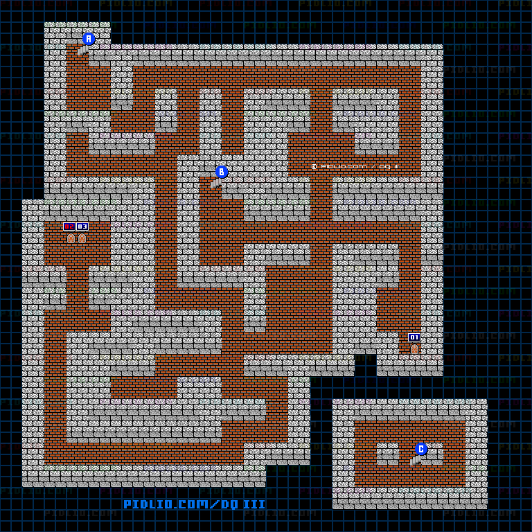 岩山の洞窟のマップ画像 / FC版ドラゴンクエストIII攻略 ─ pidlio.com