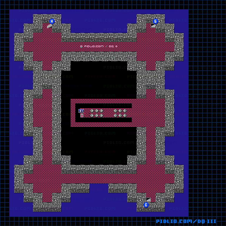 ルビスの塔4Fのマップ画像 ／ FC版ドラゴンクエストIII攻略 ─ pidlio.com