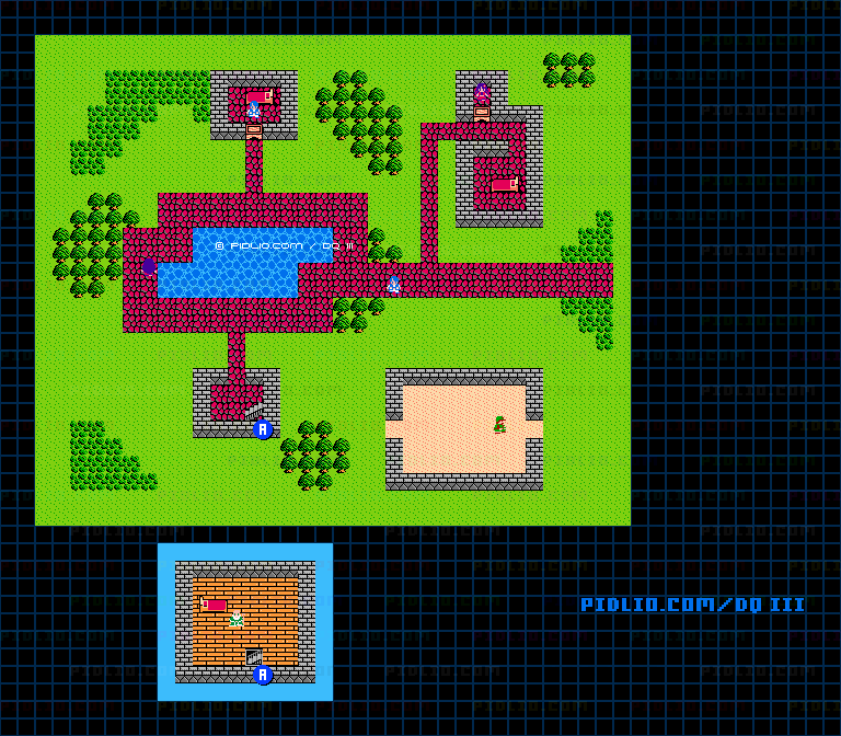 新しい町（～バーク）・3段階目のマップ画像 ／ FC版ドラゴンクエストIII攻略 ─ pidlio.com