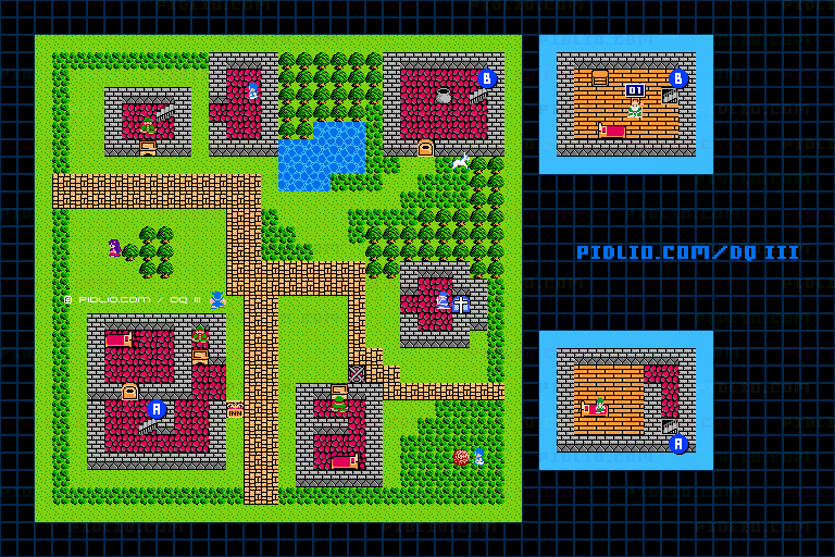 レーべの村のマップ画像 ／ FC版ドラゴンクエストIII攻略 ─ pidlio.com