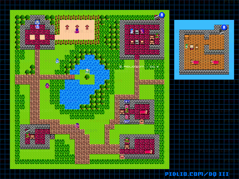 カザーブの村のマップ画像 ／ FC版ドラゴンクエストIII攻略 ─ pidlio.com