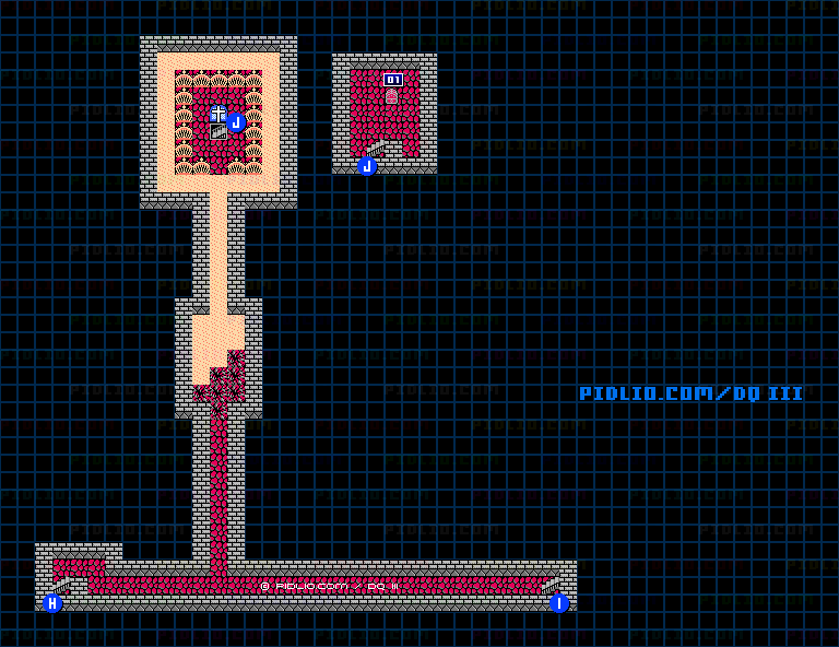 イシスの城・城内地下のマップ画像 ／ FC版ドラゴンクエストIII攻略 ─ pidlio.com