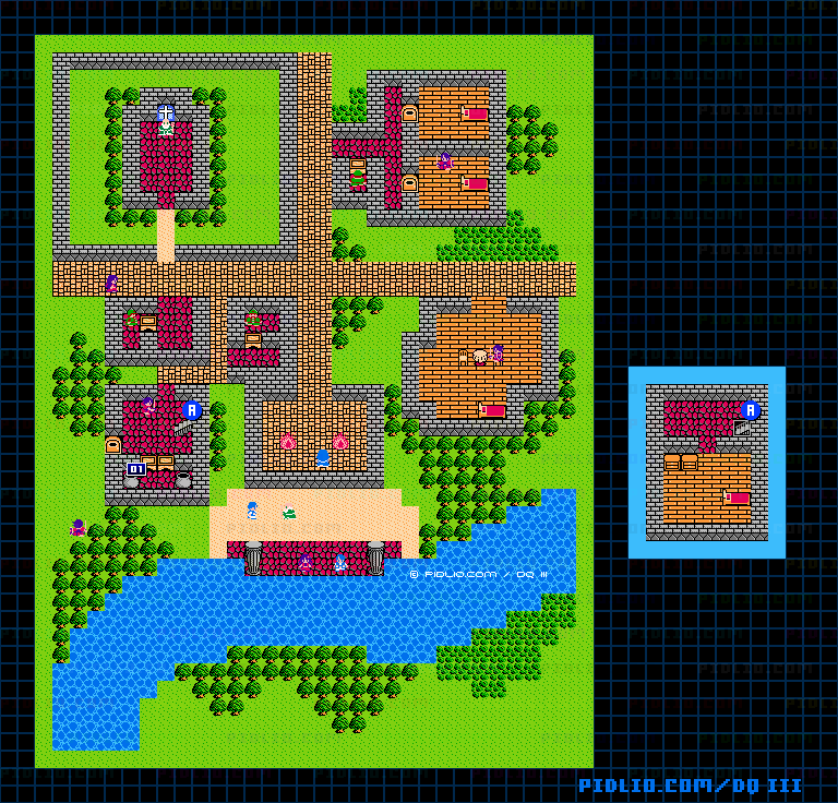 バハラタの町のマップ画像 / FC版ドラゴンクエストIII攻略 ─ pidlio.com