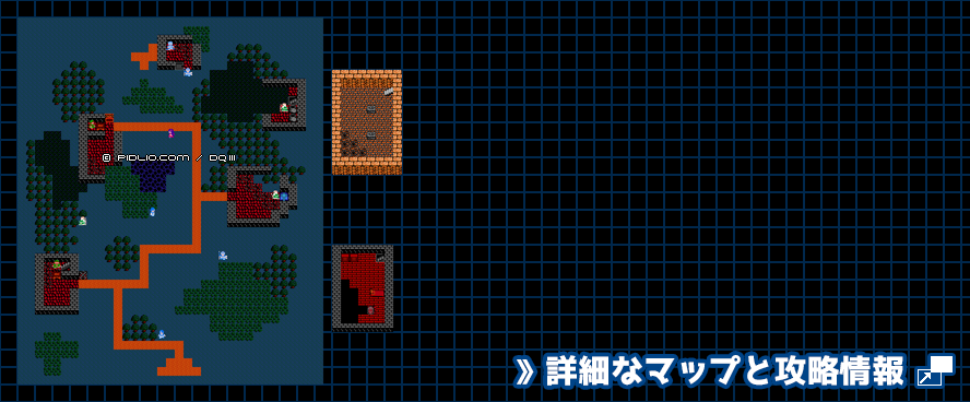 テドンの村の簡易マップ画像 / FC版ドラゴンクエスト3攻略 ─ pidlio.com