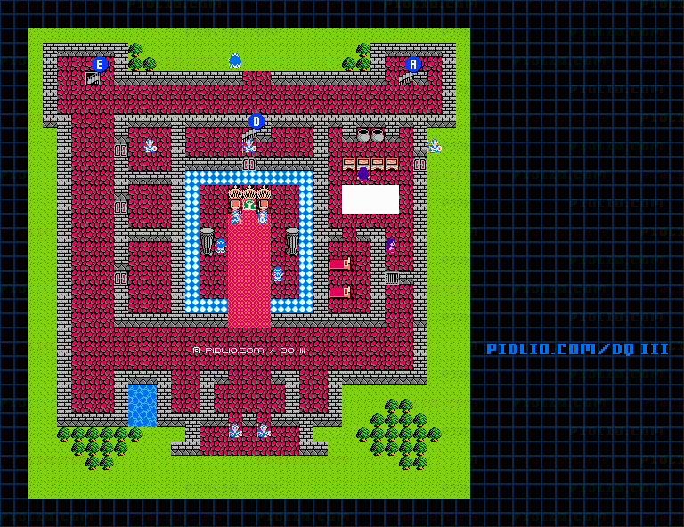 サマンオサの城1Fのマップ画像 / FC版ドラゴンクエストIII攻略 ─ pidlio.com