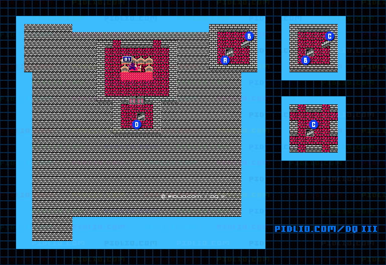 サマンオサの城2F~4Fのマップ画像 / FC版ドラゴンクエストIII攻略 ─ pidlio.com
