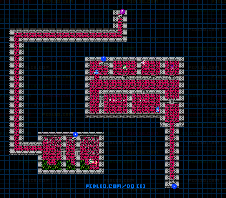 サマンオサの城・地下牢のマップ画像 / FC版ドラゴンクエストIII攻略 ─ pidlio.com