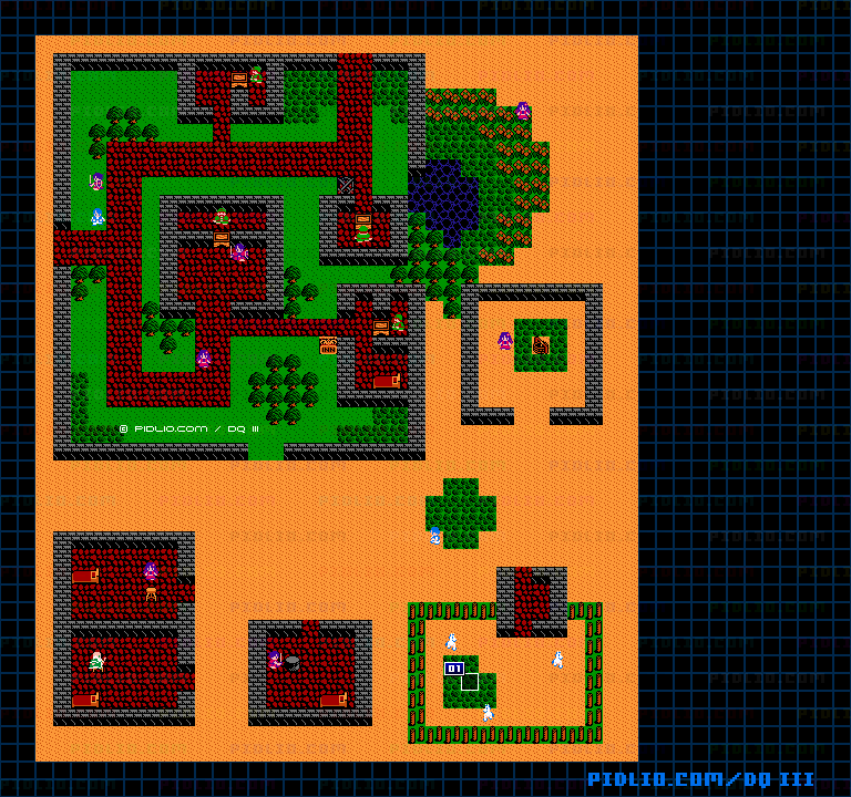 ドムドーラの町のマップ画像 / FC版ドラゴンクエストIII攻略 ─ pidlio.com