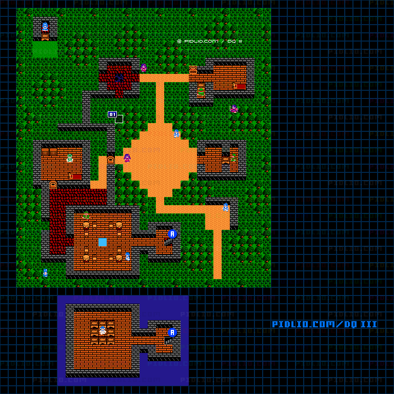 マイラの村のマップ画像 / FC版ドラゴンクエストIII攻略 ─ pidlio.com