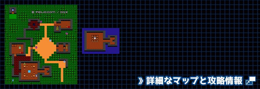 マイラの村の簡易マップ画像 / FC版ドラゴンクエスト3攻略 ─ pidlio.com