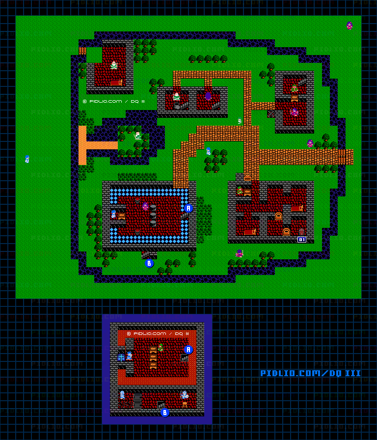 リムルダールの町のマップ画像 / FC版ドラゴンクエストIII攻略 ─ pidlio.com