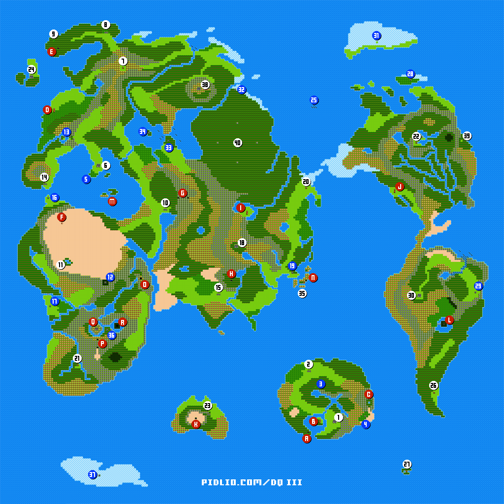 ワールドマップ(世界地図)画像 / FC版ドラゴンクエストIII攻略 ─ pidlio.com