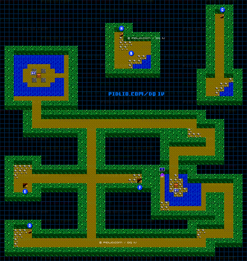 古井戸の底B2のマップ画像 ／ FC版ドラゴンクエストIV攻略 ─ pidlio.com