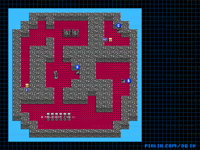 湖の塔3Fのマップ画像 ／ FC版ドラゴンクエストIV攻略 ─ pidlio.com