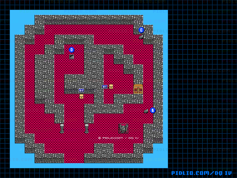 湖の塔2Fのマップ画像 ／ FC版ドラゴンクエストIV攻略 ─ pidlio.com
